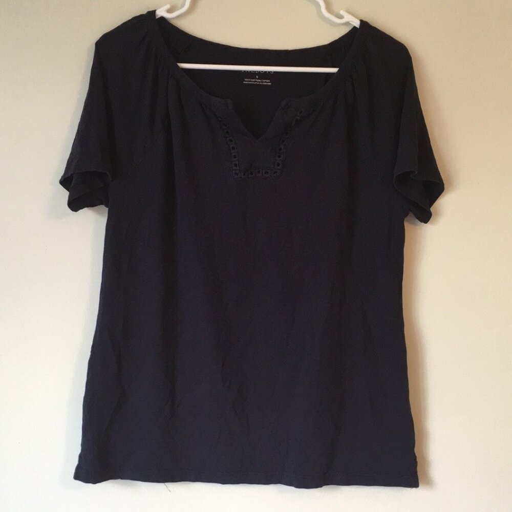 100% Cotton Talbots Tee Size S Navy